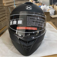 AXK909纯色带围脖新国标A类头盔揭面盔 双镜片防雾头盔含喷码