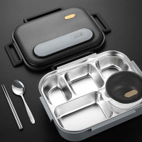 若生活方形便当盒2.8L 316饭盒+316汤碗+304餐具+保温袋灰蓝/米白/米棕任选1