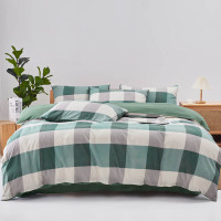 皮尔特保罗POLOS-2424色织水洗四件套-军绿大格 200*230