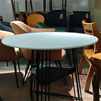 大嘉岩板小圆桌直径80cm钢架结构