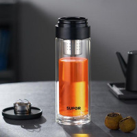 苏泊尔(SUPOR) KCG35BU10 双层茶水分离玻璃杯高硼硅泡茶水杯子车载便携商务