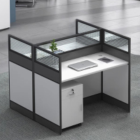 缘与君良XFP10屏风桌:三聚氰胺面环保颗粒板(含小柜) 尺寸:1200*600*1100王字型4人位