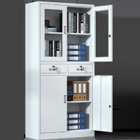 缘与君良XFG04中二抽玻璃门文件柜、尺寸850*400*1800、冷轧钢板0.6mm厚