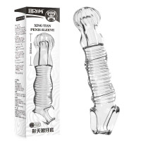 取悦 形天狼牙套套环锁茎长时加长降敏用品阴茎套震动透明96个/箱