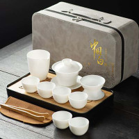 羊脂玉茶具 茶盘(全白)灰皮包 100套起订