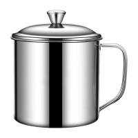 传枫304不锈钢口杯加厚光身无图案 带盖手柄水杯370ml