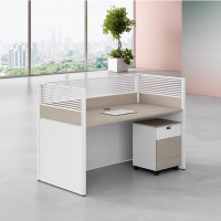 大嘉办公桌1200*600*1100mm含活动柜400*410*570多层实木板铝合金边框带键盘拖主机托盘