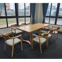 大嘉松木接待桌1800*800*750mm一桌四椅 椅子橡木