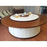 大嘉16人位电动圆桌2400*2400*750mm+配套餐椅500*500*880mm(一桌16椅子)加两个隐形电磁炉