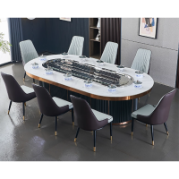 大嘉岩板电动椭圆形餐桌2400*1400mm(含12张餐椅)