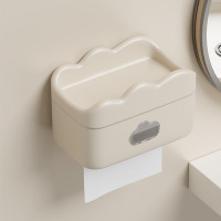 壁挂式卫生间厕所抽纸盒纸抽盒卷纸筒 奶油色免钉贴3个装