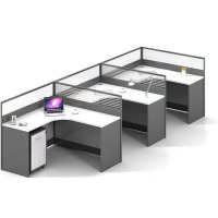 大嘉F型屏风桌铝合金边框屏风1400*1200*1100mm(含活动柜键盘抽主机托)