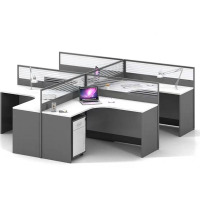 大嘉T型屏风桌铝合金边框屏风1400*1200*1100mm(含活动柜键盘抽主机托)