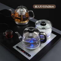 鸣盏全自动上水电热水壶茶具套装1L手柄加水-银色三合一款(37*20cm)