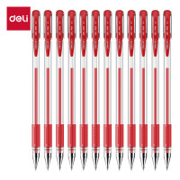 得力 6600ES 子弹头中性笔0.5mm 12支/盒 红色 单位:盒