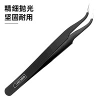 得力(deli)不锈钢弯头镊子精密维修小工具厨房拔毛夹子涂层加硬120mm(单位:个)