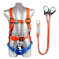 谋福 8649 高空作业安全带 安全绳全身五点欧式保险带 施工双保险安全带 [欧式双绳大钩(带缓冲包)]