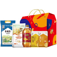 套装福临门土榨花生油1.8L皇家粮仓丝苗米2.5kg福临门麦芯多用途小麦粉1kg纯甄玉米糁350g纯甄黄小米3