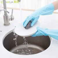 茶花(CHAHUA) PVC橡胶手套清洁厨房洗碗手套家务洗衣防水耐用胶手套C78015(M加绒款)