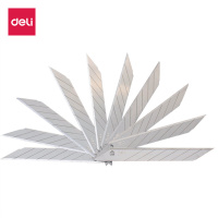 得力(deli) 2015 小号美工刀9mm不锈钢多功能sk5介刀片 30°白刃7节刀头 银色 10片/盒 5盒起订