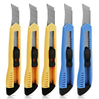 得力(deli) 2003 大号通用办公家具美工刀 手动锁定 办公用品 蓝色 10把起订