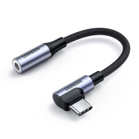 绿联(Ugreen)AV167 Type-C耳机转接头 USB-C转3.5mm弯头音频数据线耳机转换器