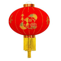 优橙 大红欢度佳节植绒灯笼户外防水新年春节铁口灯笼厂家灯笼120#直径75厘米 10个起订