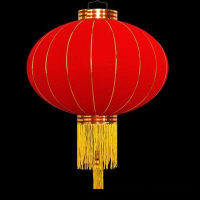 优橙铁口大红灯笼装饰户外防水绸布绸段植绒灯笼铁口绸布全红灯笼80#直径约50厘米 30个起订