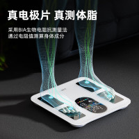 沃莱体脂秤减肥专用精准家用电子秤人体数据分析心率监测体重体脂一体秤 皓月白FG2019充电