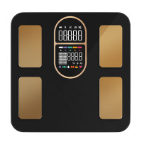 沃莱体脂秤减肥专用精准家用电子秤人体数据分析心率监测体重体脂一体秤黑色 FG2019充电