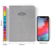 得力(deli)25K112张活力系列彩虹边缘皮面本记事本日记本笔记本子文具单本装灰色3183