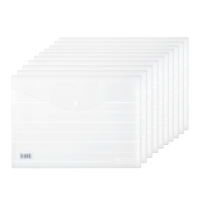 得力(deli) 10只A4加厚磨砂质感透明文件袋条纹资料袋按扣档案袋8302