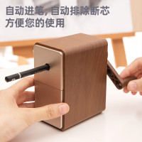 得力(deli) 美术素描炭笔专用削笔机 7档粗细可调节削笔器 自动进笔转笔刀 木纹棕 71161