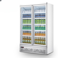 乐创(lecon)商用展示柜 冷藏饮料柜 立式双门便利店果蔬水果保鲜柜