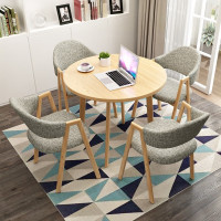 中伟(ZHONGWEI)实木洽谈桌椅接待桌椅小圆桌子简约休闲餐桌椅1桌4椅