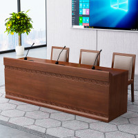 中伟(ZHONGWEI)会议桌培训桌油漆长条桌审判桌发言台三人位2.1米