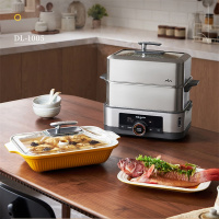 东菱(DonLim)DL-1005电蒸锅炖蒸煮一体多功能锅双层大容量不锈钢陶瓷汽锅鸡高温速蒸预约保温