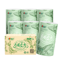 心相印(Mind Act Upon Mind)TKT1085绒立方6粒装85节印花厨房纸巾吸油锁水可接触食物级