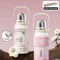 格沫趣运动保温杯女新款学生上学专用水壶高颜值大容量水杯子便携格沫趣运动保温杯雅栀白