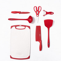 德铂(Debo)伽利特水果刀削皮刀菜刀剪刀粘板勺子铲子厨房用具七件套DEP-789