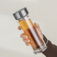 德铂(Debo)希洛克高硼硅玻璃杯细密茶隔茶水杯礼盒装320mlDEP-907