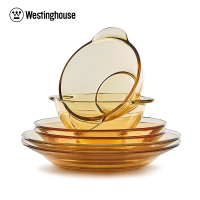 西屋(WESTINGHOUSE)晶彩系列餐具6件套 WBL02家用碗碟 盘子耐热玻璃碗 琥珀色餐具 套装