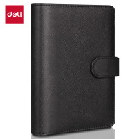 得力(deli)48k100张活页笔记本子 文具新年礼物 6孔商务工作记事本日记本皮面本办公用品 黑色3152