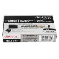 得力(deli)黑色白板笔/可加墨可擦易擦10支/盒(工业)6817