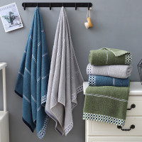 约克罗兰 礼盒毛巾浴巾三件套组合 千鸟格 毛巾34*74cm*2浴巾70*140cm*1