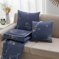 约克罗兰 卡通可爱印花抱枕被二合一靠垫抱枕磨毛小被子 线球猫 40*40cm 打开100*150cm