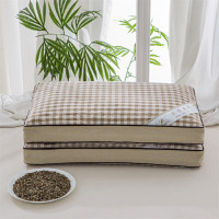 约克罗兰 田园风水洗棉格子荞麦枕健康养生枕YKZ4403 咖 35*55cm