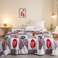 约克罗兰 绵柔温感毯绒毯子 居家办公午睡毛毯单人空调毯YKT4303 字母叶-灰 150*200cm