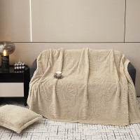 约克罗兰 塔芙蓉提花素雅毯 纯色蝴蝶盖毯YKT5301 卡其 180*200cm