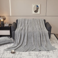 约克罗兰 塔芙蓉提花素雅毯 纯色蝴蝶盖毯YKT5302 浅灰 150*200cm